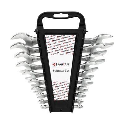 SPARTAN 10-Piece Double Ended Open-Jaw Spanner Set | Carbon Steel Wrenches 67mm to 3032mm | Chrome-Plated Rust-Resistant Tools for Home Maintenance & DIY Repairs