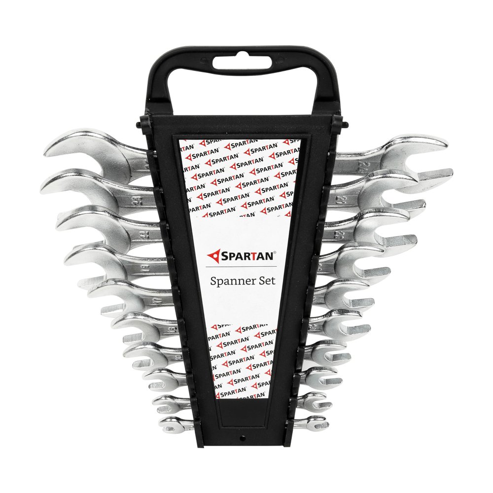 SPARTAN 10-Piece Double Ended Open-Jaw Spanner Set | Carbon Steel Wrenches 67mm to 3032mm | Chrome-Plated Rust-Resistant Tools for Home Maintenance & DIY Repairs