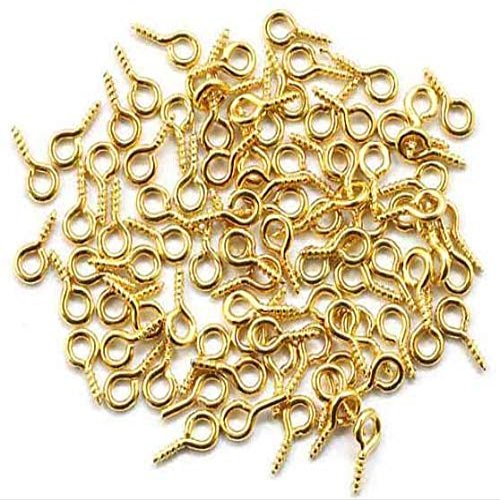 Tia Brass Golden Mini Eye Pins Hooks 20 x 10mm Eyelets Screw Picture Frame Hanging, Wire Holding Screw-(20 Pcs, Golden)