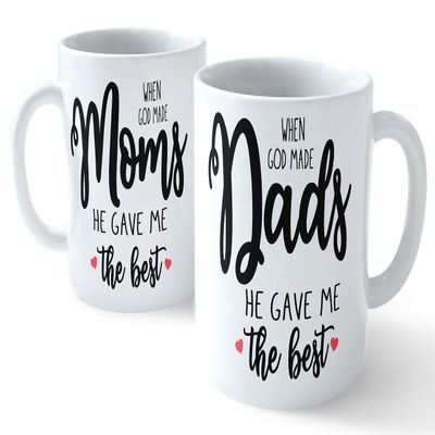Feeling Hub When god Made mom dad he gave me The Best Printed Ceramic Coffee Mug for Birthday Anniversary Gift Mug Capacity 300 ml Combo Pack