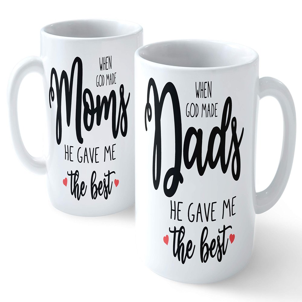 Feeling Hub When god Made mom dad he gave me The Best Printed Ceramic Coffee Mug for Birthday Anniversary Gift Mug Capacity 300 ml Combo Pack