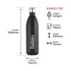 Dubblin Kango Premium Stainless Steel Double Wall Vacuum Insulated BPA Free Water Bottle, Sports Thermo Flask Keeps Hot 12 Hours, Cold 24 Hours (Black,750 ML) view 3