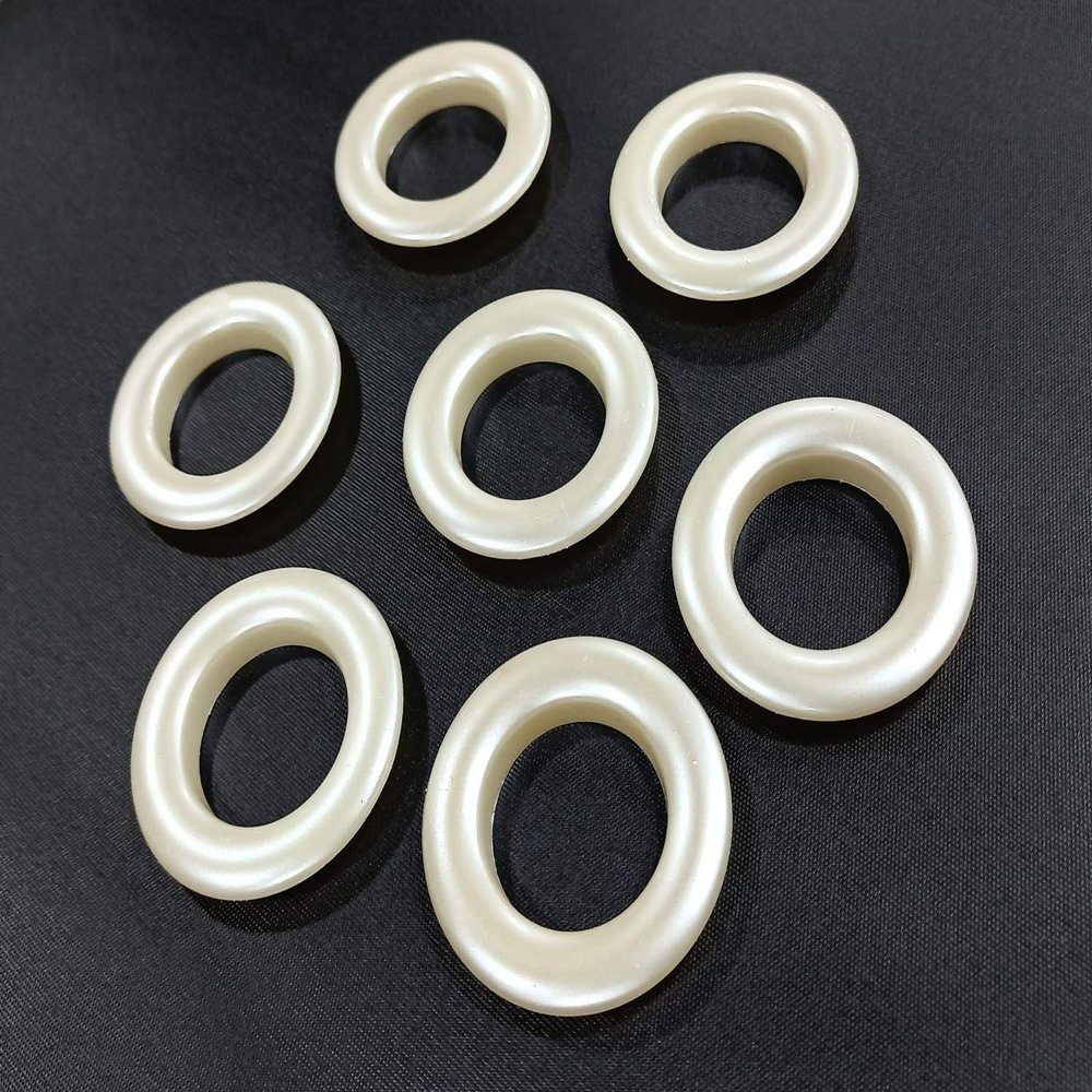 FAPBADRI Curtain Eyelet Rings with Flexi Lock, Suitable for Any 1 inch Curtain Rod - Pearl Colour - 50 Pieces