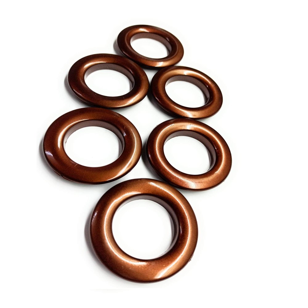 FAPBADRI Curtain Eyelet Rings with Flexi Lock, Suitable for Any 1 inch Curtain Rod - Copper Colour - 50 Pieces