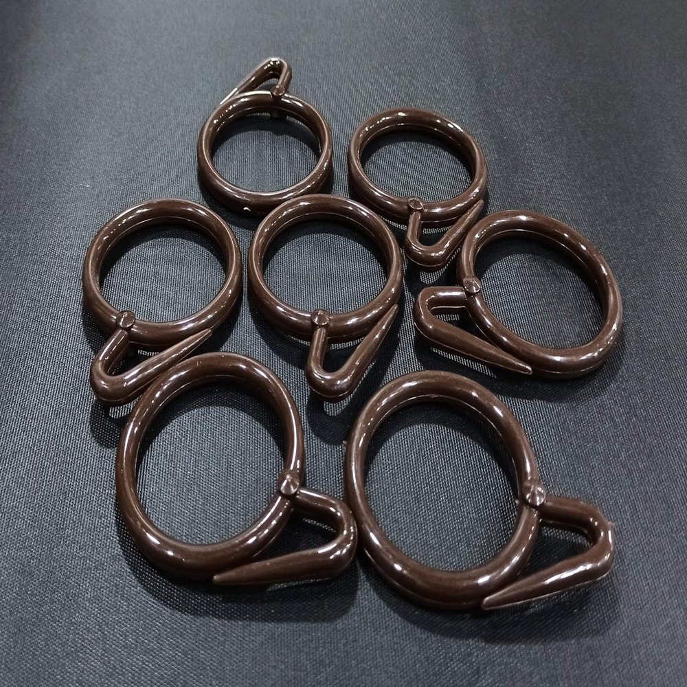 FAPBADRI Plastic Curtain Rings for Windows Curtains, Door Curtains, Bathroom Curtains and Other Multipurpose Usage - Colour: Brown - 100 Pieces