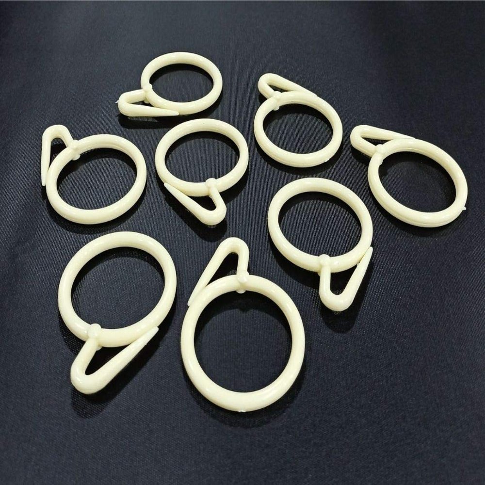 FAPBADRI Plastic Curtain Rings for Windows Curtains, Door Curtains, Bathroom Curtains and Other Multipurpose Usage - Colour: Ivory - 100 Pieces