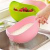 KTU Plastic Rice Fruits Vegetable Noodles Pasta Washing Bowl and Strainer for Storing and Straining (Multi Colour) view 2