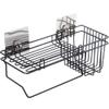 KPS Self Adhesive Wall Mounted Kitchen Storage Hanging Rack Basket with Tissue Holder and Kitchen Towel Holder Wardrobe Hanging Organizer Bathroom Storage Rack (Black) view 2