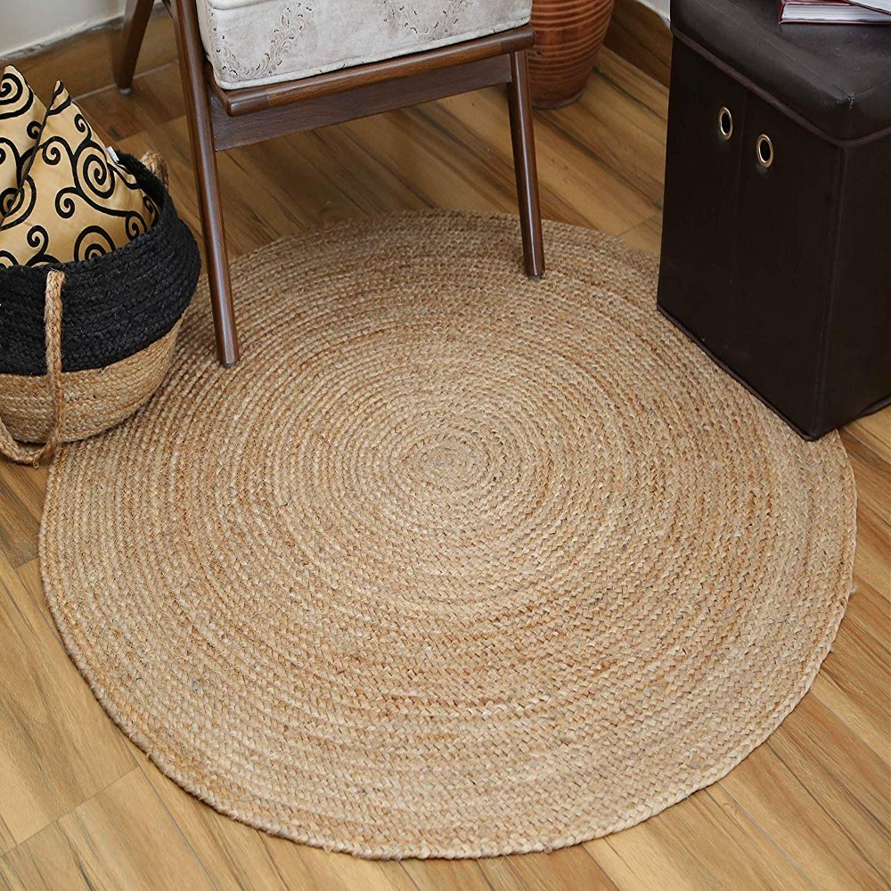 EKEFFY Braided Reversible Rug (Brown, Natural, Jute, 70 cm)