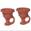 Sajan Creation Art Clay Diya/Dhoop Dan with Handle (Peach) - (Set of 2 Piece) view 1