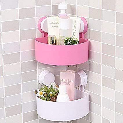 Anugrah mart Durable Bathroom & Kitchen Storage Organize Wall Mounted Shelf Rack (Pack of 2)(Multicolor)