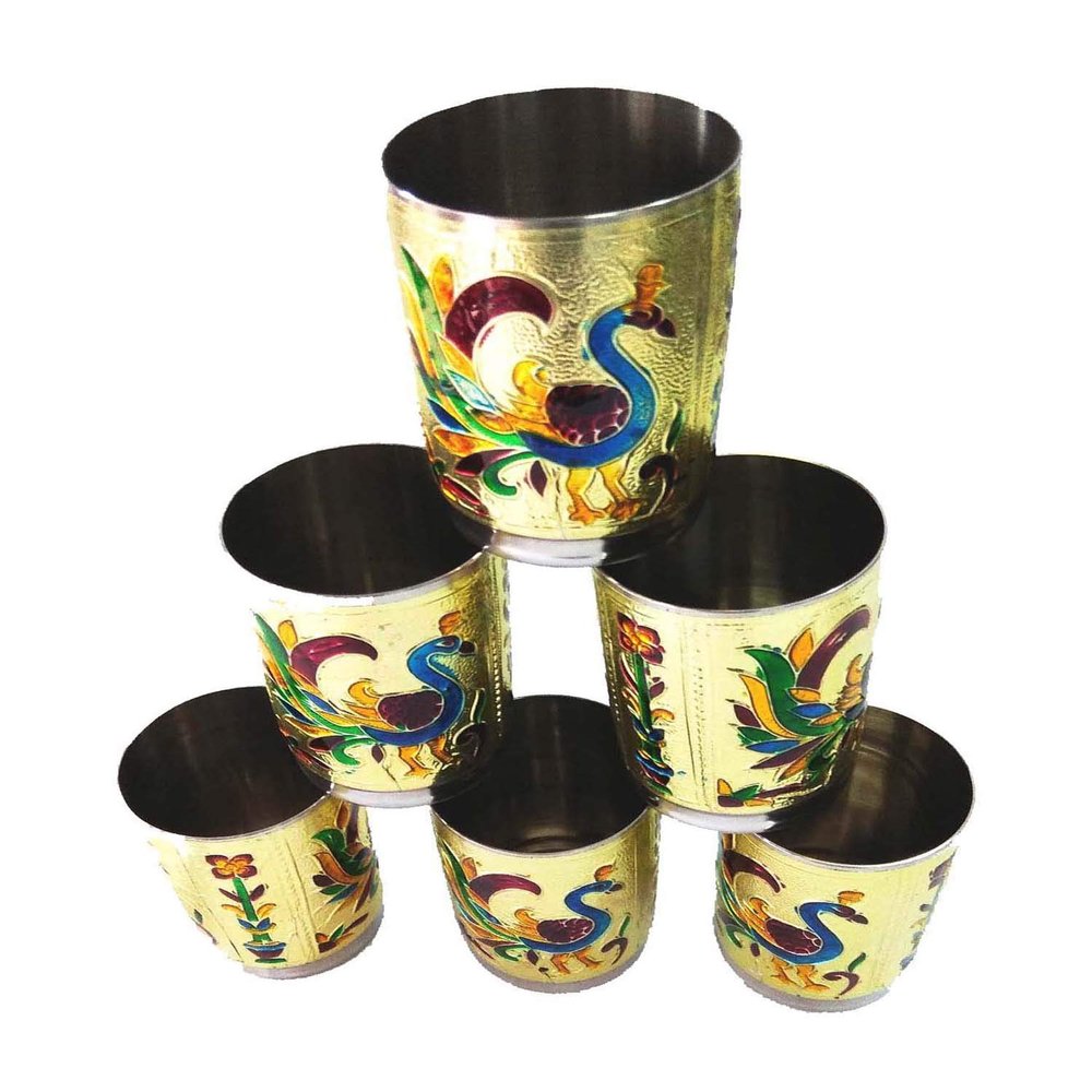 primium quality Stainless Steel Serving Glass - Set 6, Multicolor