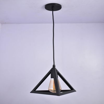 SL Light Nest Cage Shape Modern Hanging Pendant Ceiling Lights for Living Room Home Kitchen Office Restaurant (Black, Bulb Not Included)