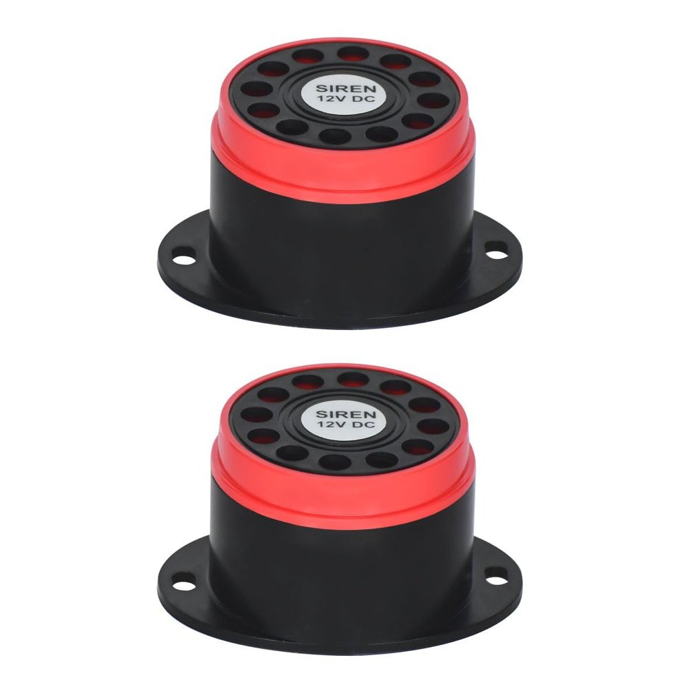 iota RBS116 ABS DC 12V Siren Sound for Home Security, Automation, Lift and Escalator Sounds Alarm System, 110 dB (Medium, Red) - Pack of 2