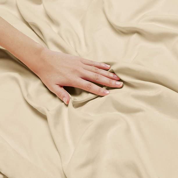 BEVI - Home Super Solid 144 TC 100% Microfiber Premium Bedsheet (Ivory, Without Pillow Double Bed)