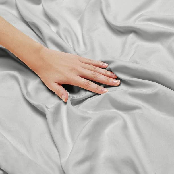 BEVI - Home Super Solid 144 TC 100% Microfiber Premium Bedsheet (Grey, Without Pillow Double Bed)