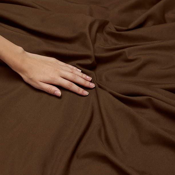 BEVI - Home Super Solid 144 TC 100% Microfiber Premium Bedsheet (Brown, Without Pillow Double Bed)