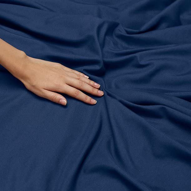 BEVI - Home Super Solid 144 TC 100% Microfiber Premium Bedsheet (Navy Blue, Without Pillow Double Bed)