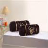 Rj Products Cotton Bolster Cover with Beautiful Rose Embroidery (Coffee_4piece) view 3