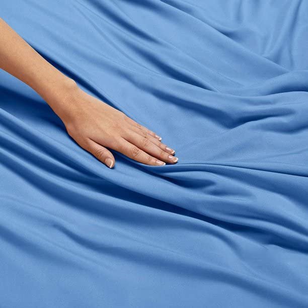 BEVI - Home Super Solid 144 TC 100% Microfiber Premium Bedsheet (Sky Blue, Without Pillow Double Bed)