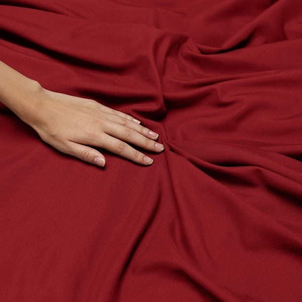 BEVI - Home Super Solid 144 TC 100% Microfiber Premium Bedsheet (Maroon, Without Pillow Double Bed)