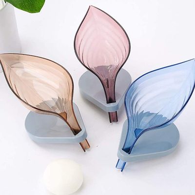 NEAR STOP Leaf Shape Soap Box, Creative Soap Box Detachable for Easy Cleaning, Soap Dishes Holder for Bathroom/Kitchen with Drain, Keep Soap Dry and Clean (4)