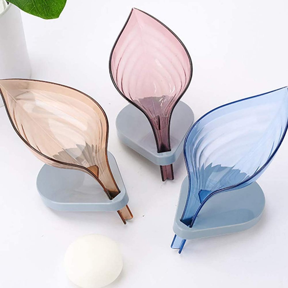 NEAR STOP Leaf Shape Soap Box, Creative Soap Box Detachable for Easy Cleaning, Soap Dishes Holder for Bathroom/Kitchen with Drain, Keep Soap Dry and Clean (4)
