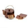 Incredible Hub Wooden Coaster Set of 6 Tea Pot Shape Coaster with Brass Design Coffee Table/Kitchen/Dining Table/Kettle Coaster view 2