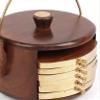 Incredible Hub Wooden Coaster Set of 6 Tea Pot Shape Coaster with Brass Design Coffee Table/Kitchen/Dining Table/Kettle Coaster view 3