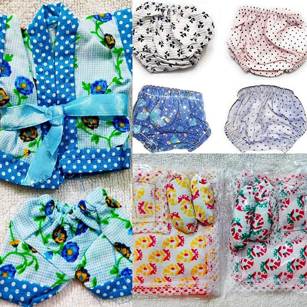 Brij sugandha Ladoo Gopal Summer Set of Cotton Night Suit + Four Nappy + Two Cotton Bed | [Color & Design May Vary] Multicolour Size 4