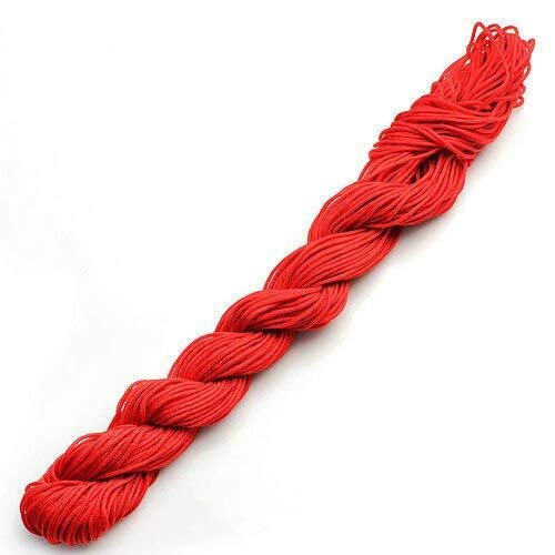 CRAFTS HAVELI 1mm Red Nylon Cord Thread 25 Mtr Chinese Knot Macrame Braided String for Jewellery Making, Beading, DIY Bracelets & Craft Projects