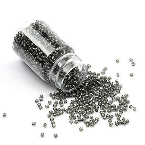 CRAFTS HAVELI 8/0 Grey Transparent Glass Seed Beads  100 Gram Czech Pot Beads for Jewelry Making, Embroidery, Beading & DIY Craft Projects