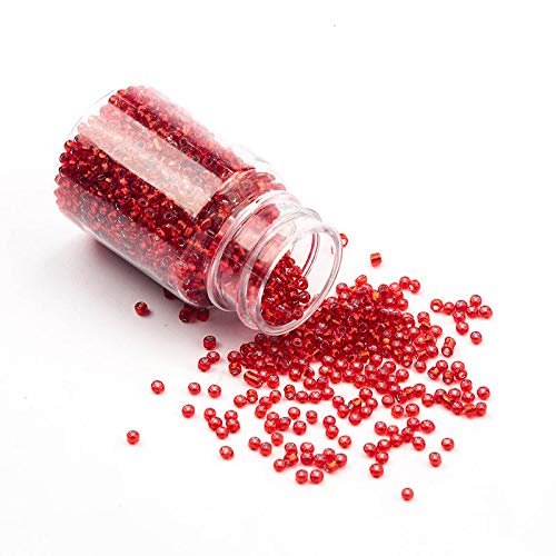 CRAFTS HAVELI 8/0 Glass Pot Seed Beads 100g Red Transparent | Czech Small Beads for DIY Jewelry Making, Beading, Embroidery & Craft Projects