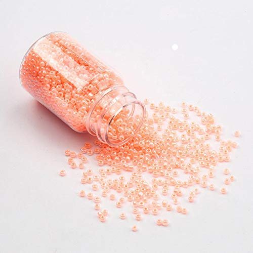 CRAFTS HAVELI 8/0 Glass Pot Seed Beads 100g Orange Luster | Czech Beads for DIY Jewelry Making, Beading, Embroidery & Craft Projects