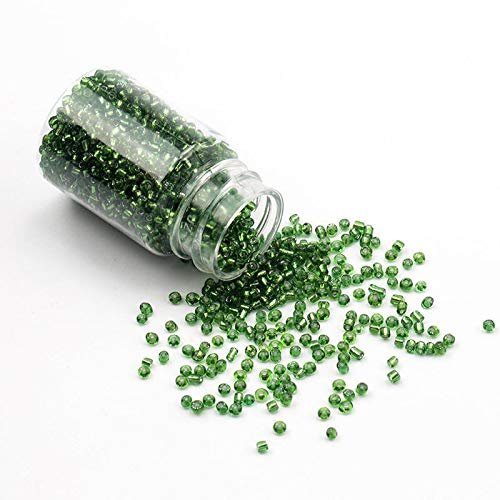 CRAFTS HAVELI 8/0 Green Translucent Glass Seed Beads 100g | Small Czech Beads for Jewellery Making, Embroidery, DIY Beading & Craft Projects