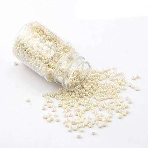 8/0 White Luster Glass Seed Beads 100g Czech Style Small Beads for DIY Jewelry Making, Beading, Embroidery and Craft Projects