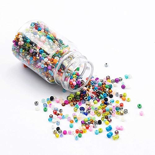 CRAFTS HAVELI 8/0 Glass Seed Beads  100 Gram Multi-Color Opaque Pot | Czech Beads for Jewelry Making, DIY Crafts, Embroidery & Beading Project