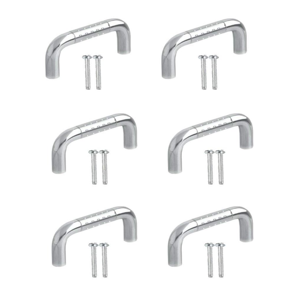 Sun Shield Steel Drawer Handle | Wardrobe Handle | Door Handle D Dot with Screw (4 Inch, Chrome Finish) - 6 Pcs, Stainless Steel, Pull Handle
