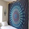 Jiya MURTI Arts Tapestry Blue Peacock Wing Single Bedsheet Wall Hanging Tapestry Bedspread Bedcover Beach Throw Blanket Room Dorm Single Bedsheet Outdoor Picnic Yoga Mat (Blue, 84 x 54 Inches) view 3