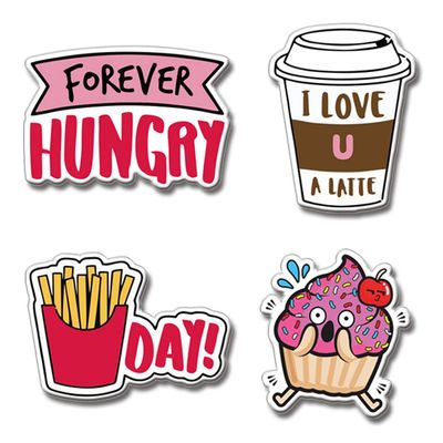 Presta Gifts MDF Wooden Foodie Funny Fridge Magnet for Home and Kitchen Decoration (Multicolour, 3x2 Inches) - Set of 4 Designs