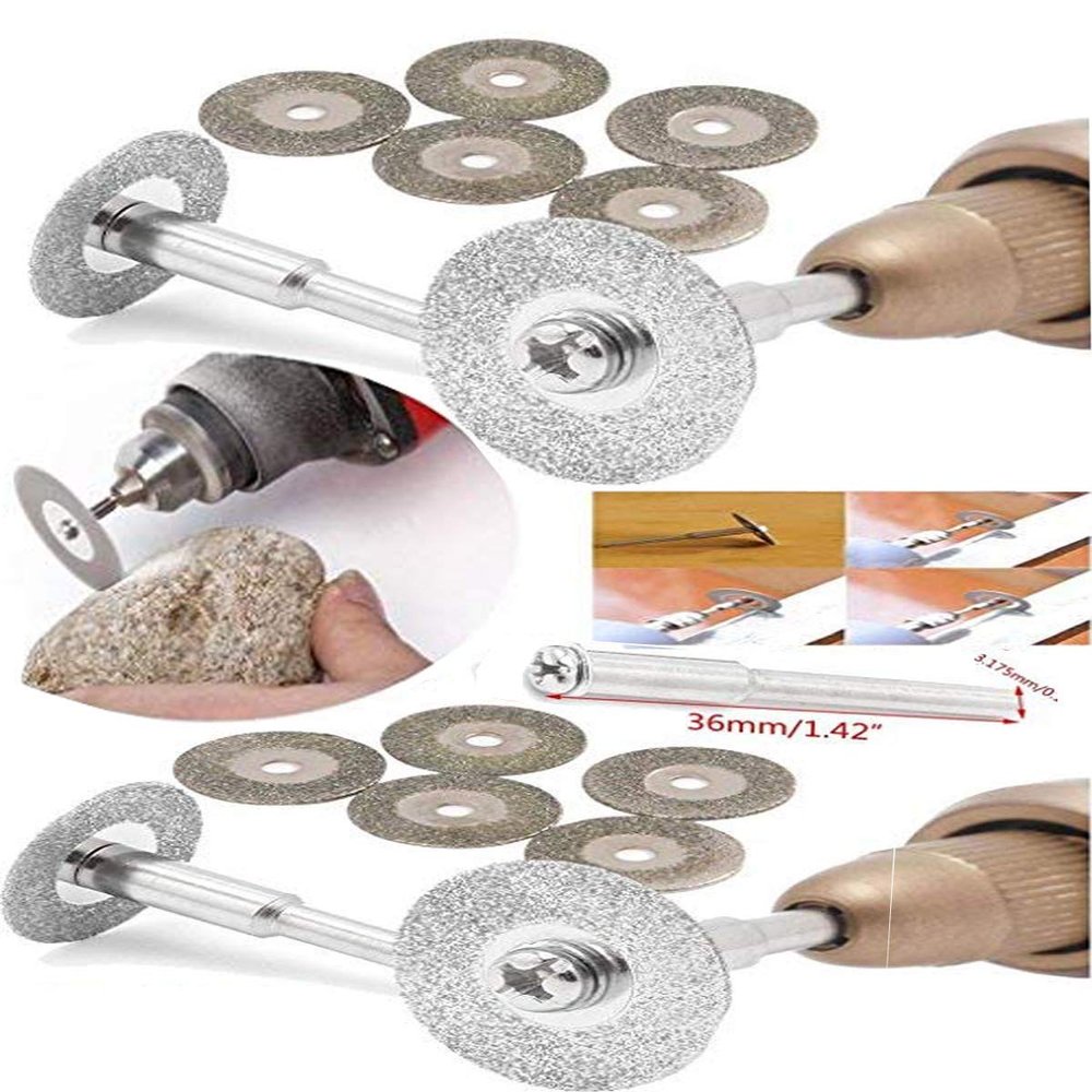 DIY Crafts Pack Of 5 Pcs, Design No # 2, Emery Diamond Cutting Blades Drill Bits Rotary 1 Mandrel For Pow (Pack Of 5 Pcs, Design No # 2)