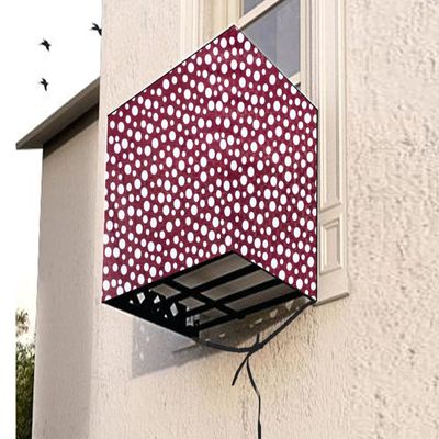 The Furnishing Tree Window AC Cover for 1 Ton Capacity PVC Waterproof and Dustproof Polka dot Pattern Pink
