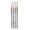 KAMAL Round Natural Pony Hair Non - Synthetic Set of 4 Paint Brushes for Artists or Students Suitable for Oil, Nail, Artist Acrylic Painting Handle - Brown Colour Handle view 1