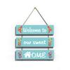 CVANU Abstract Welcome to Our Sweet Home Wall Hanging Board Plaque Sign (Green, 12 x 10.5 Inch) view 1