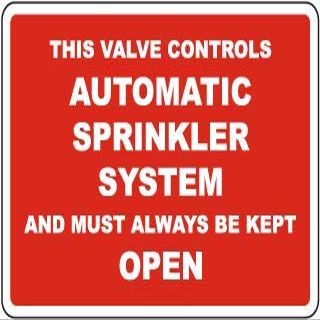 This Valve Controls Automatic Sprinkler System and Must Always be Kept openFoam Board Water Proof with Double Sided Sticker