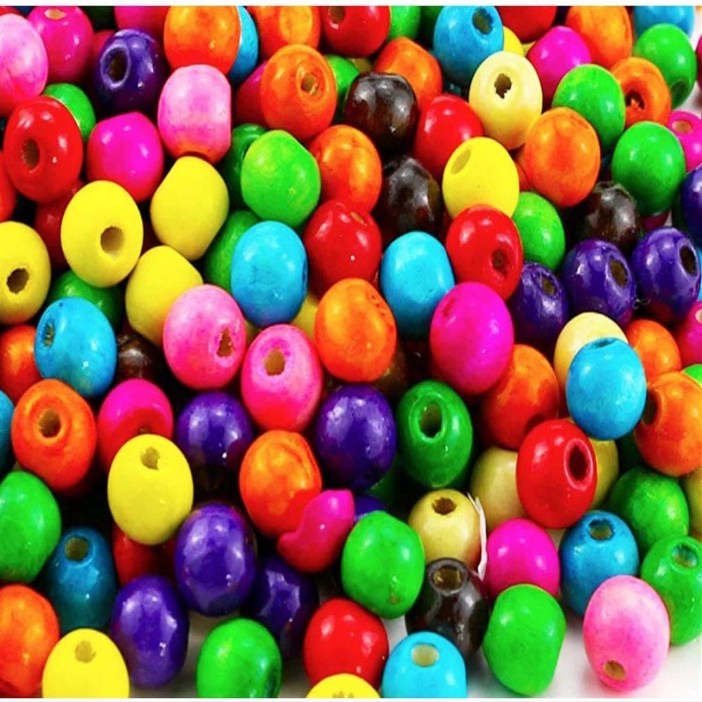 SR Craft Wooden Beads Round 6 MM for Art & Craft and Jewellery Making Multi Color (2000)