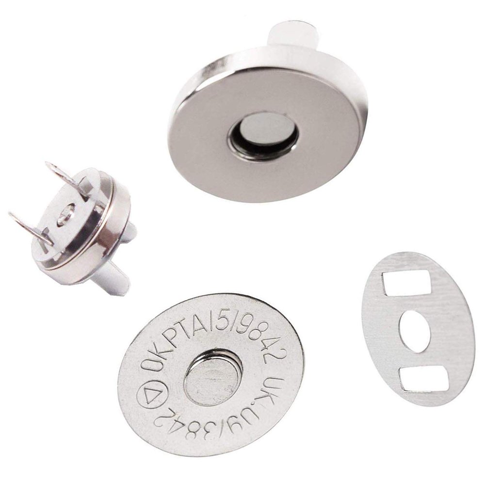 DIY Crafts 15 Pcs Pack, Silver D, Pack Magnetic Clasps, Snaps, Fasteners, Button Replacement Kit, Perfect for Purse, Bag, Clothes, Leather, Silver, Diameter Purse(15 Pcs Pack, Silver D)