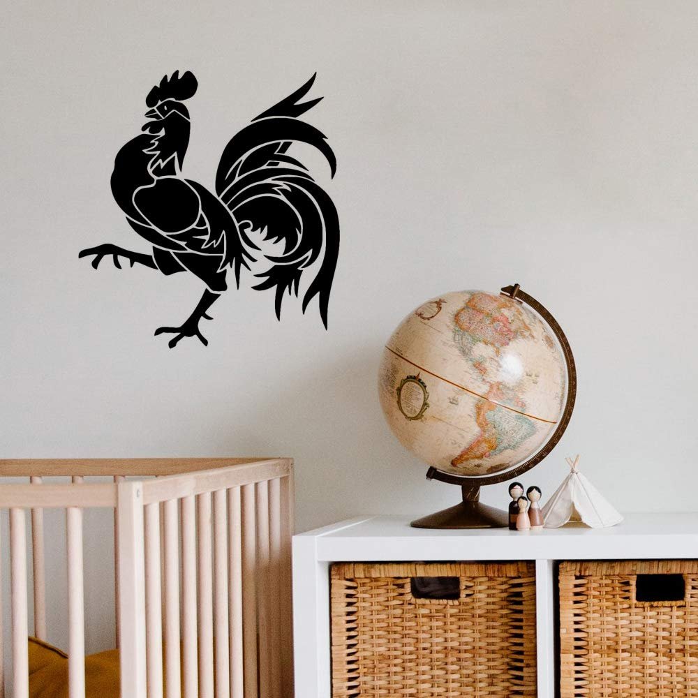 Gadgets Wrap Wall Decals 29CM Wall Stickers Black Color - (Tribal Rooster Chicken Farm2)