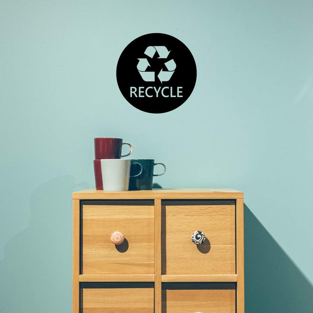 Gadgets Wrap Wall Decals 29CM Wall Stickers Black Color - (Recycle Trash Sign5)