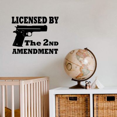 Gadgets Wrap Wall Decals 29CM Wall Stickers Black Color - (Licensed 2nd Amendment Handgun Gun)